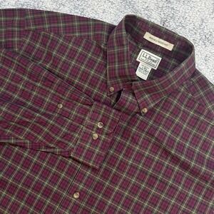 L.L. Bean Men's Wrinkle Resistant Long Sleeve Button Down Shirt Size Large Plaid